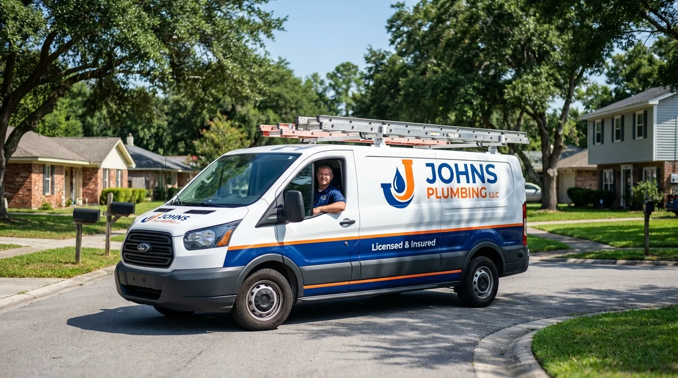 Johns Plumbing LLC service van in Bay City, OR